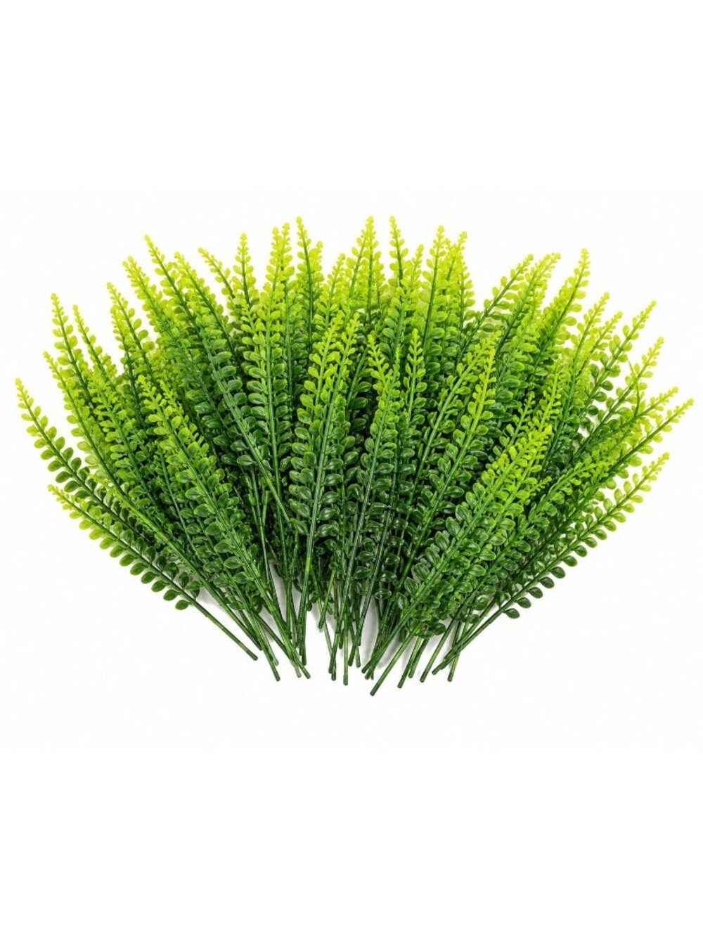 50 Artificial Boston Fern Leaves, 6 Inch Faux Greenery, Plastic Fern Foliage for